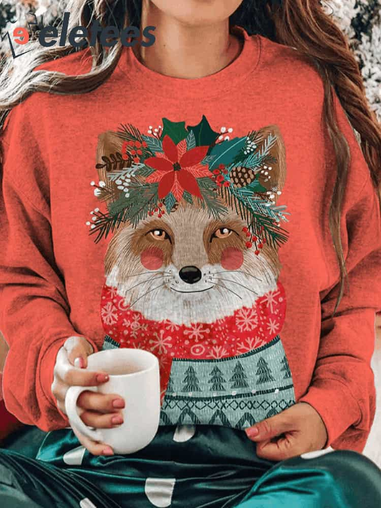 Fox Floral Printed Sweatshirt