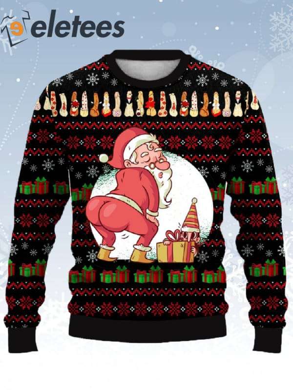 Fun Santa And Cocks Ugly Christmas Sweater