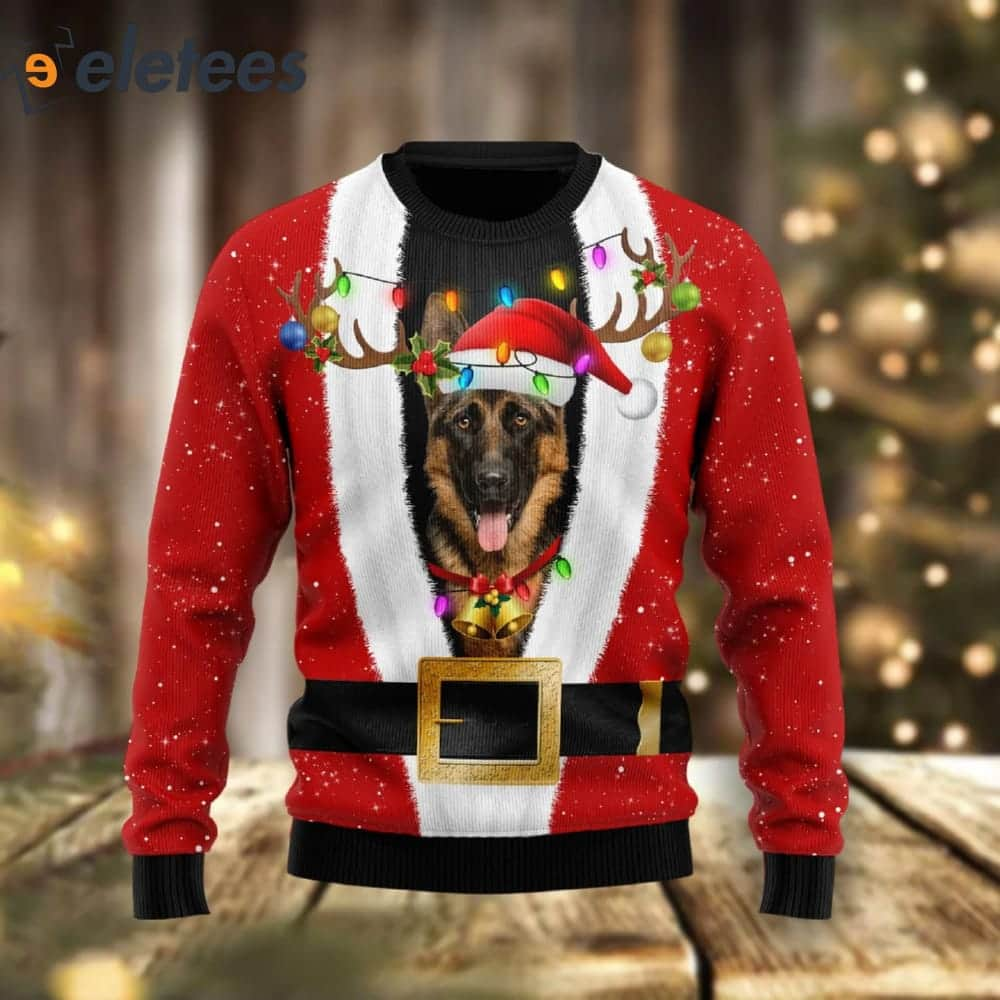 German Shepherd Reindeer Ugly Christmas Sweater