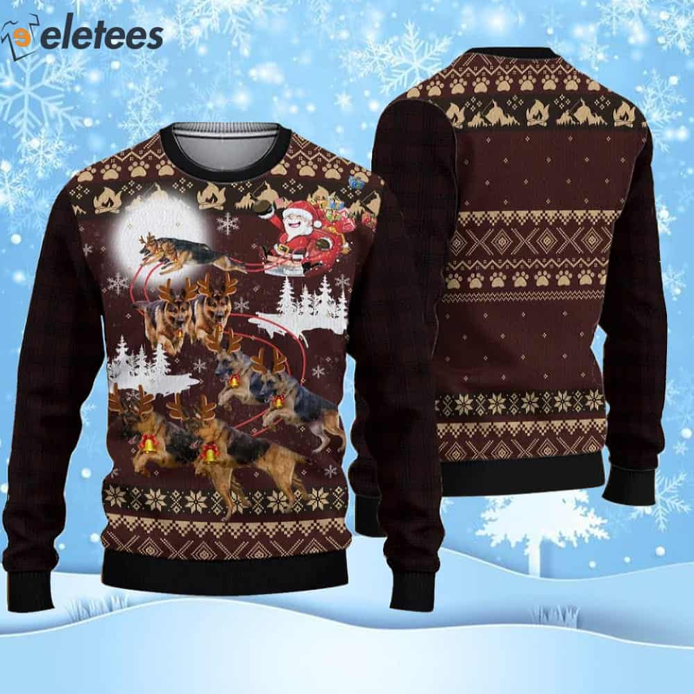 German Shepherd Reindeers Car Ugly Christmas Sweater