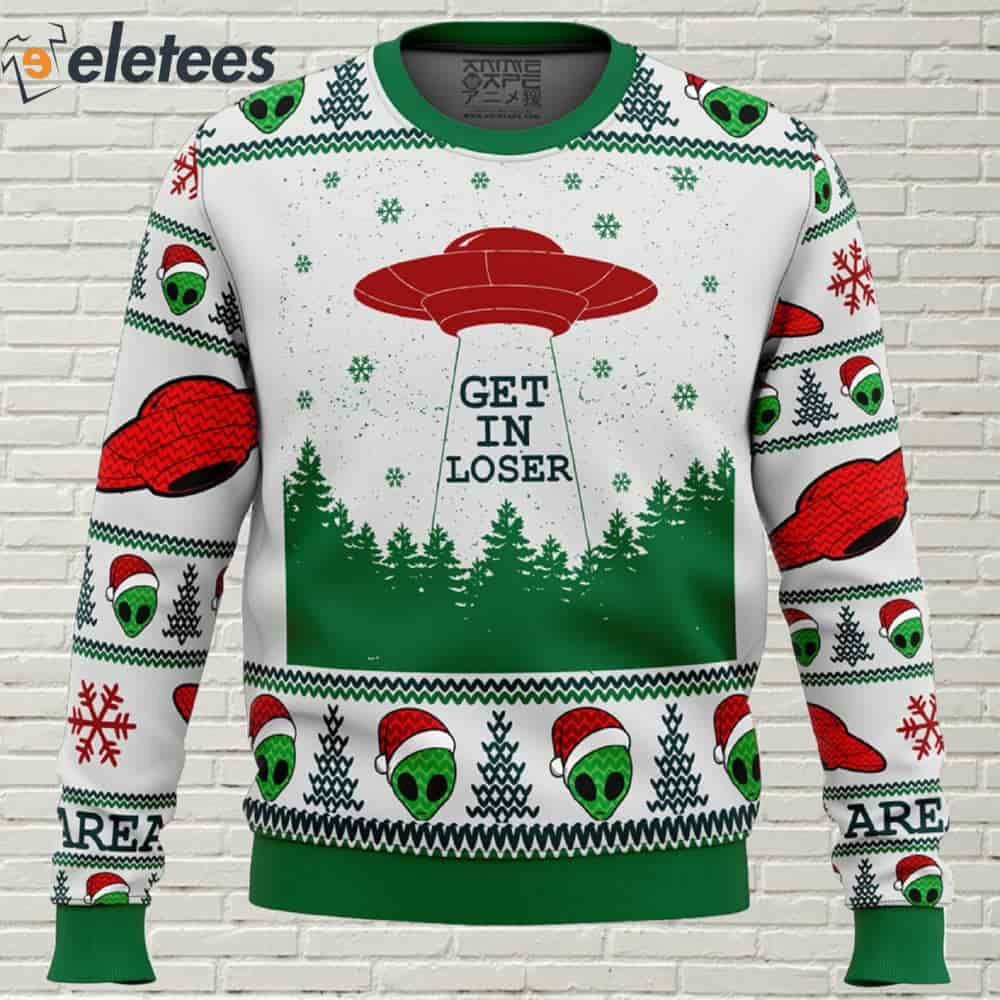 Get in Loser Alien Ugly Christmas Sweater