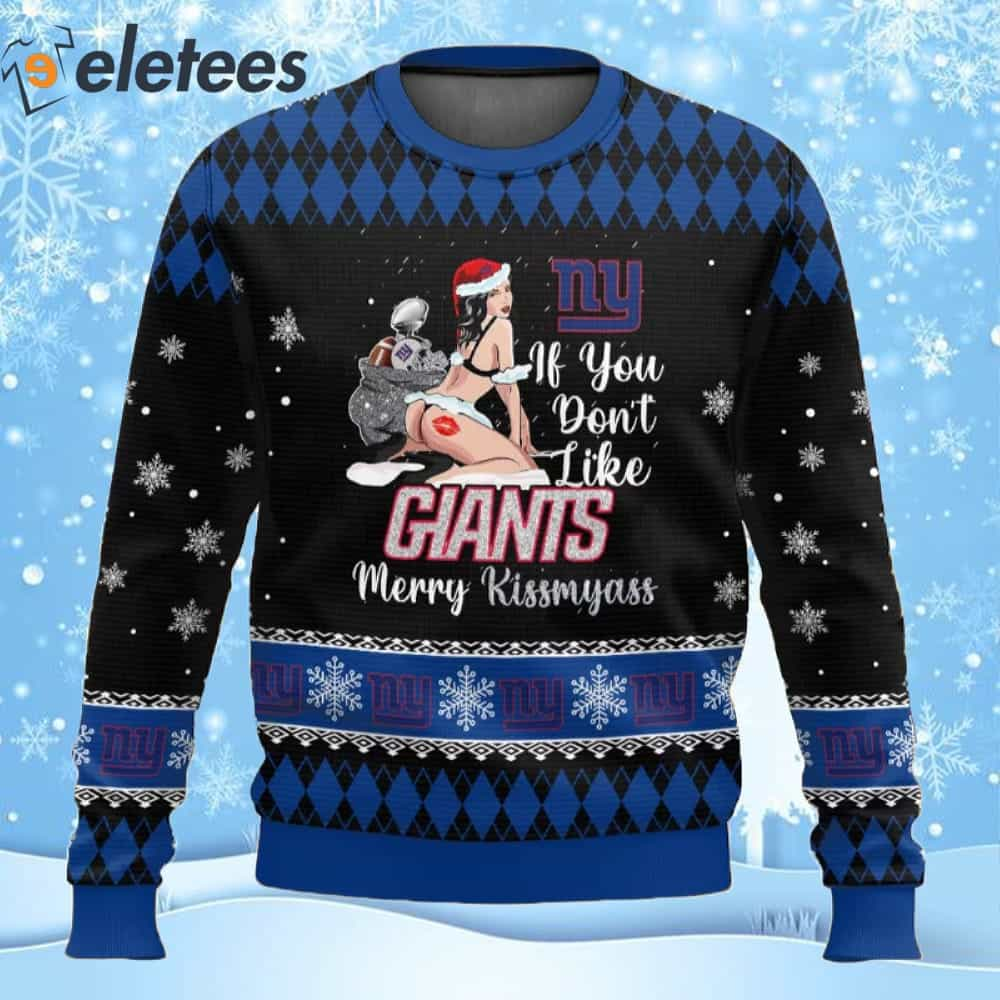 Giants Football Merry Kissmyass Ugly Christmas Sweater