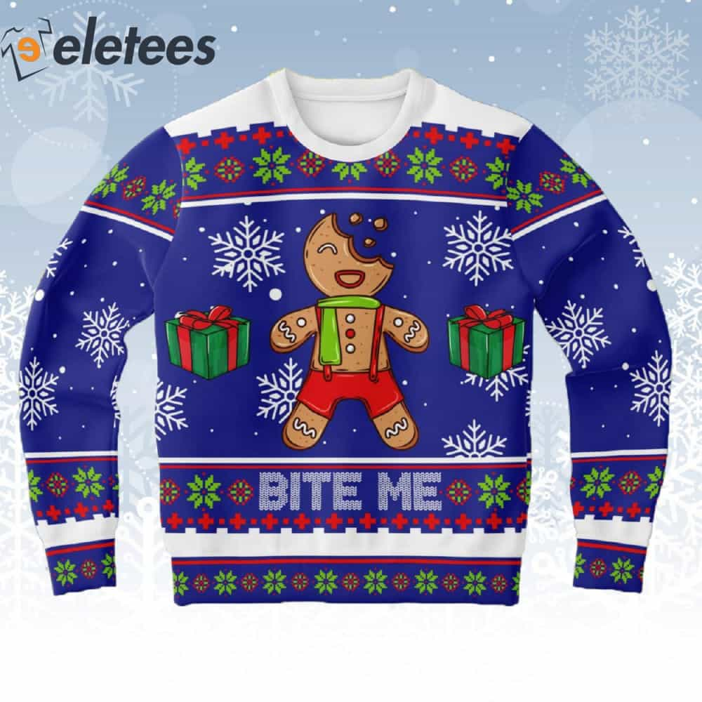 Gingerbread Bite Me Ugly Christmas Sweater