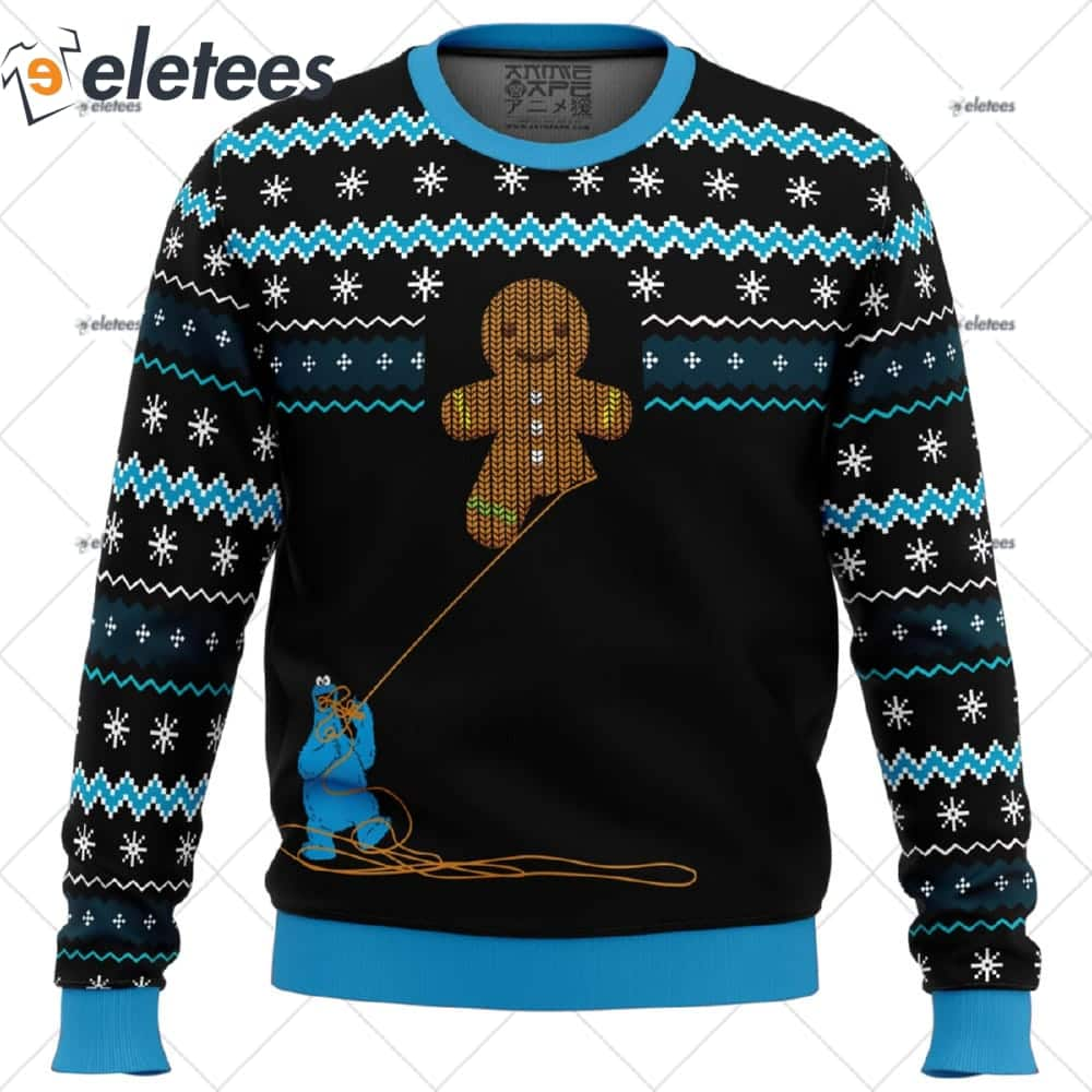 Gingerbread Cookie Monster Ugly Christmas Sweater