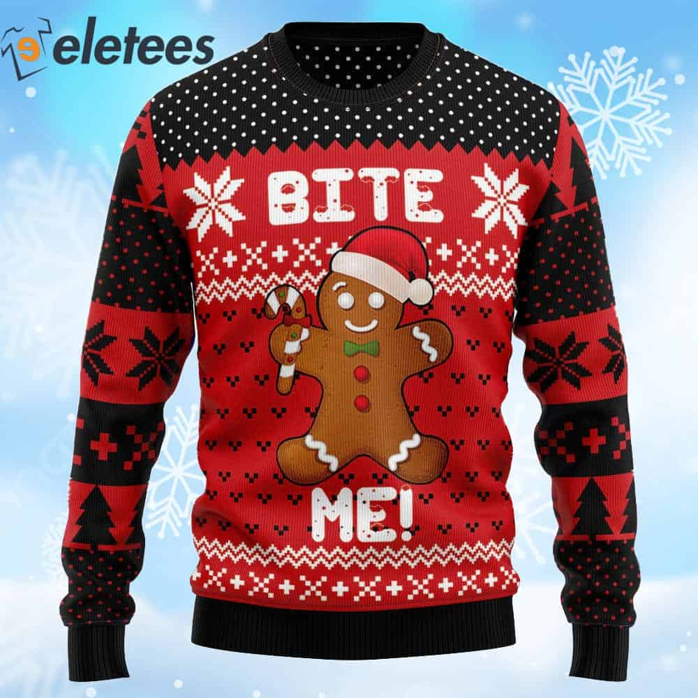 Gingerman Bite Me Ugly Christmas Sweater