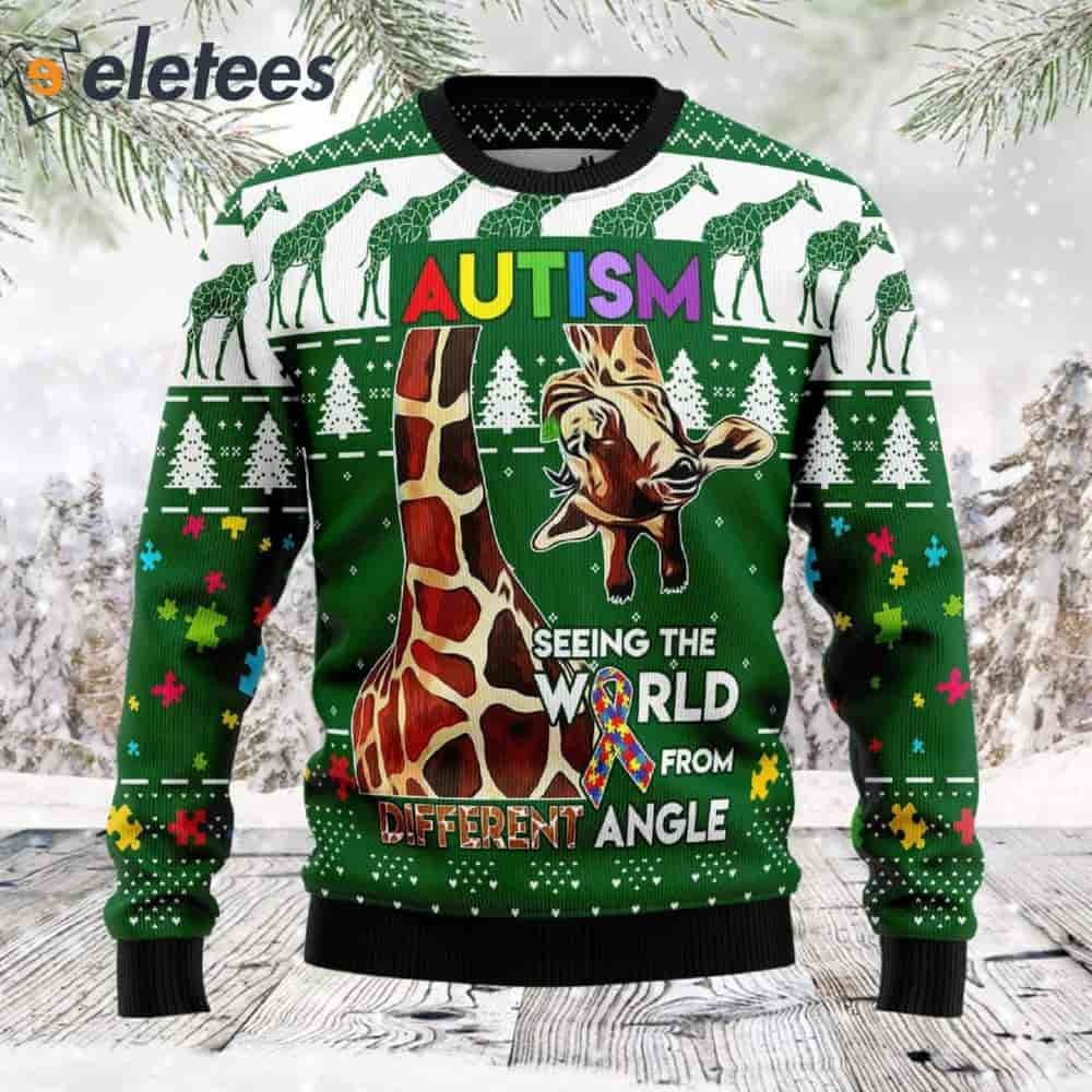 Giraffe Autism Seeing The World From Different Angle Ugly Christmas Sweater