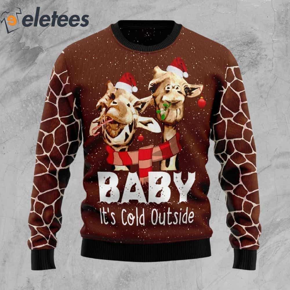 Giraffe Baby It's Cold Outside Ugly Christmas Sweater