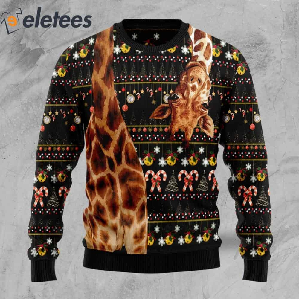 Giraffe Funny Black Ugly Christmas Sweater