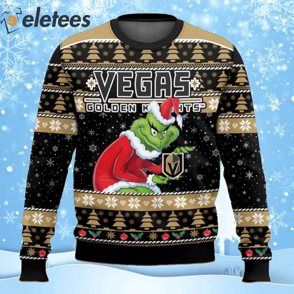 Golden Knights Hockey Grnch Ugly Christmas Sweater