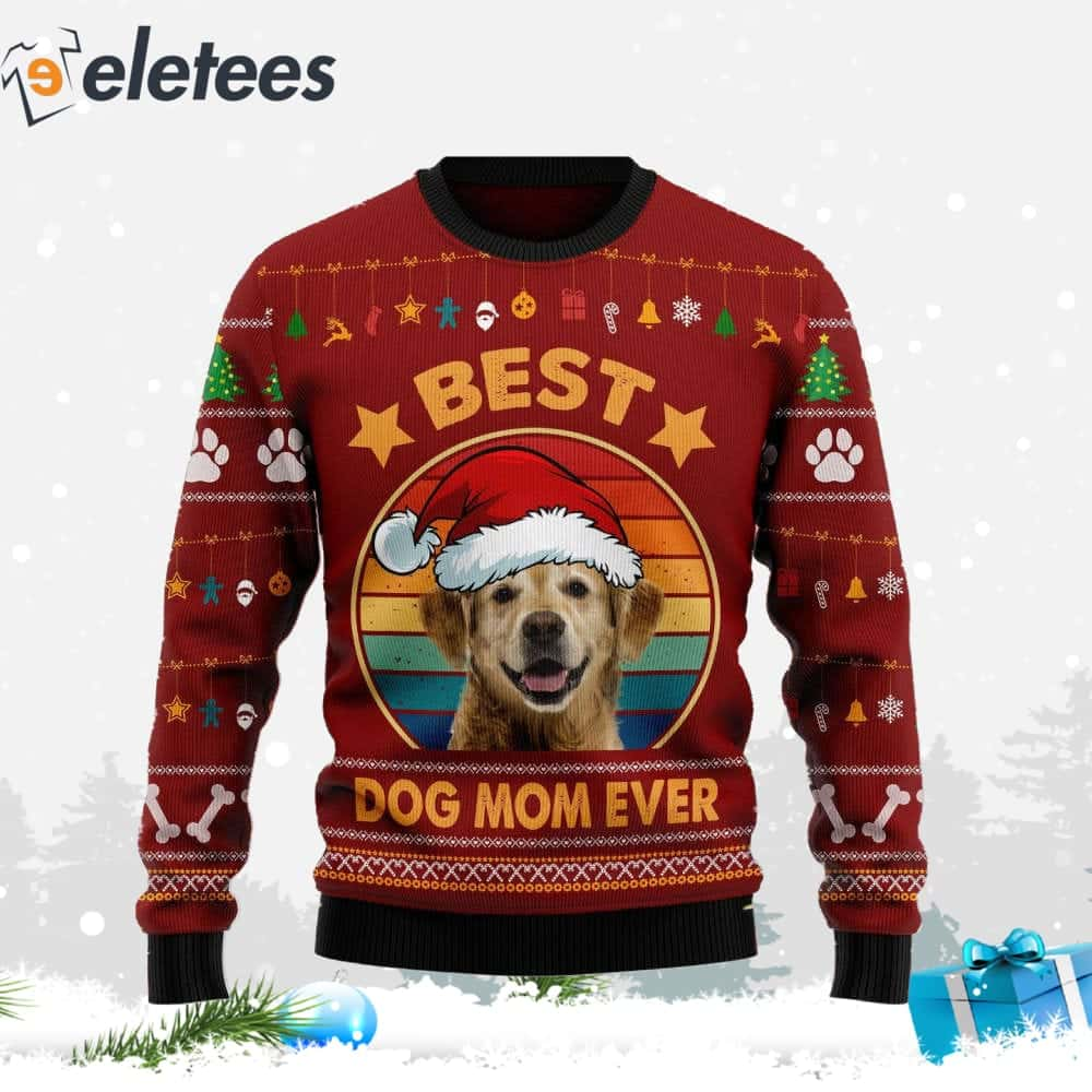 Golden Retriever Best Dog Mom Ever Ugly Christmas Sweater