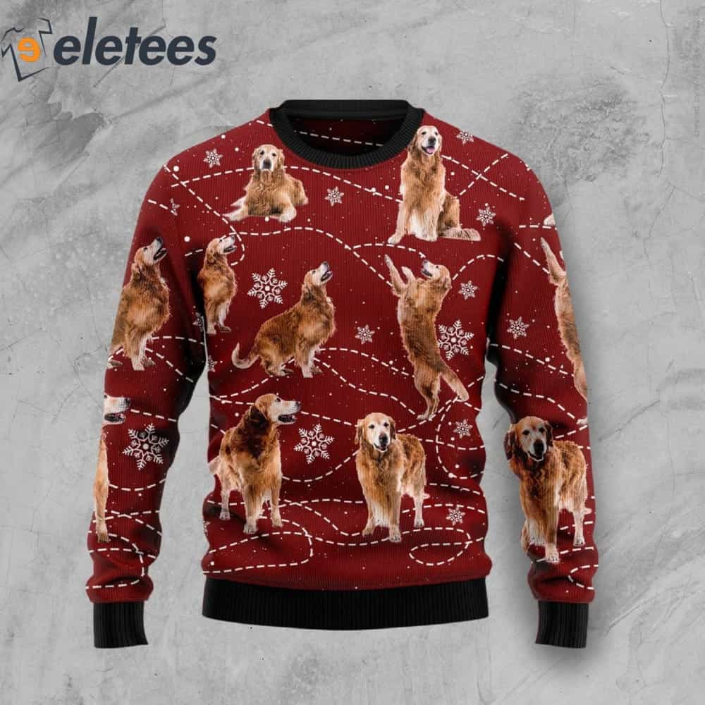 Golden Retriever Xmas Red Ugly Christmas Sweater