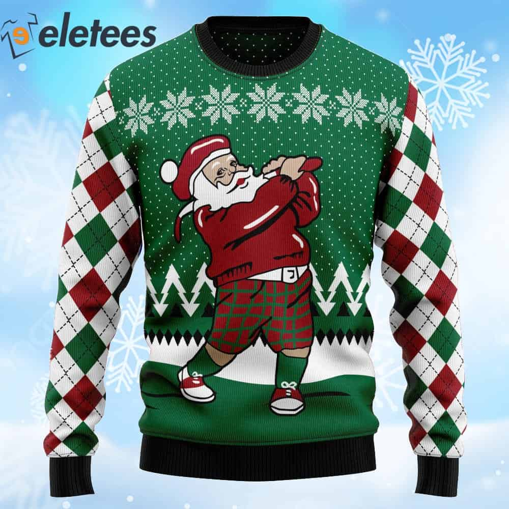 Golfer Santa Claus Ugly Christmas Sweater