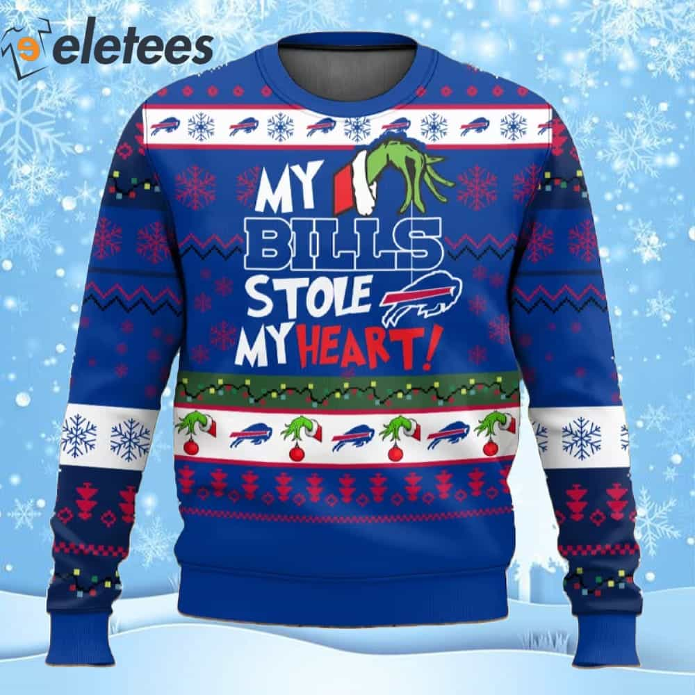 Grnch My Bills Stole My Heart Football Ugly Christmas Sweater