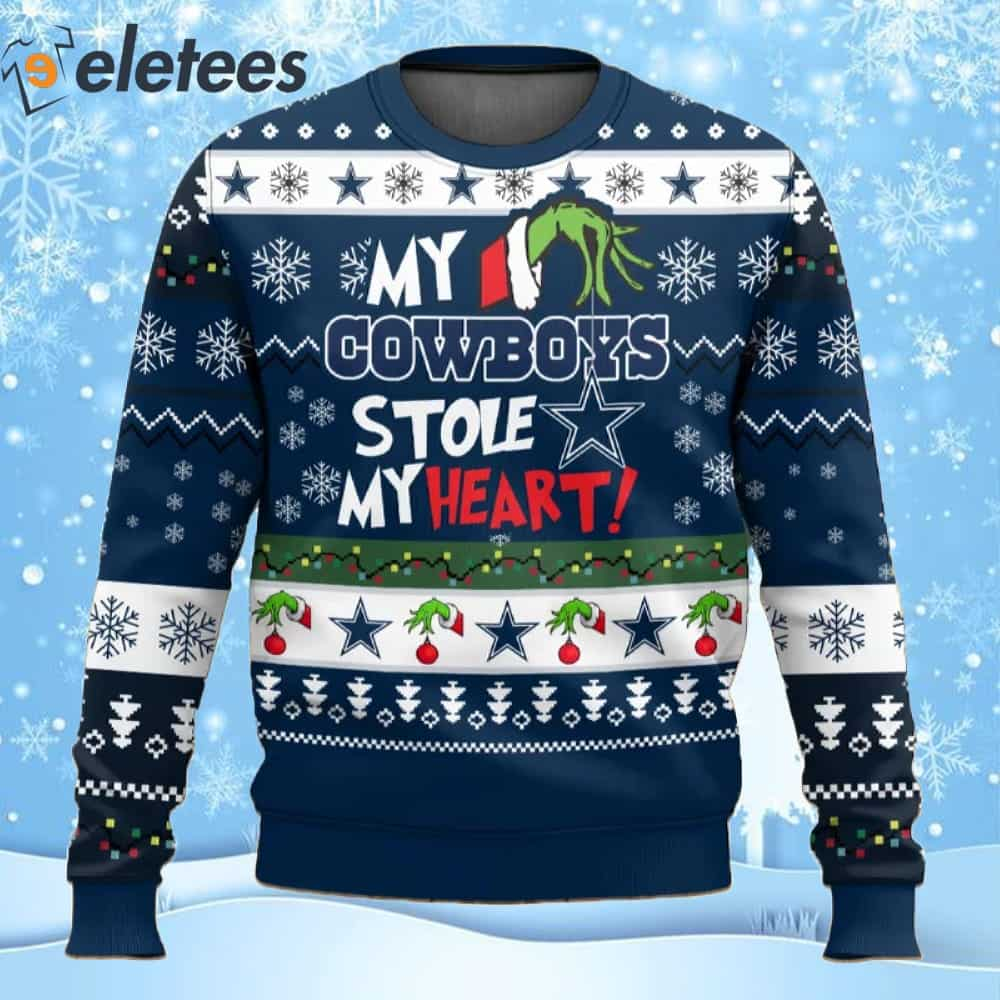 Grnch My Cowboys Stole My Heart Football Ugly Christmas Sweater