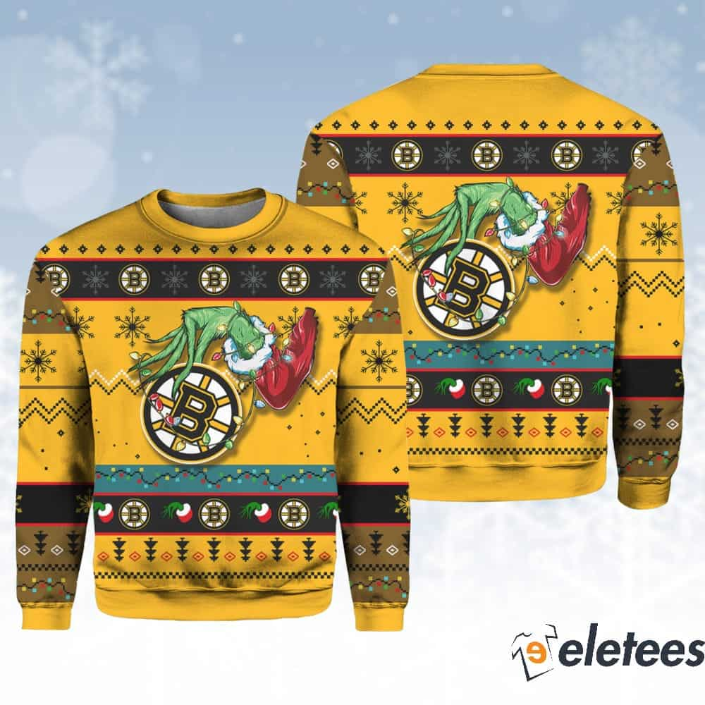 Grnch Stole Boston Bruins Ugly Christmas Sweater