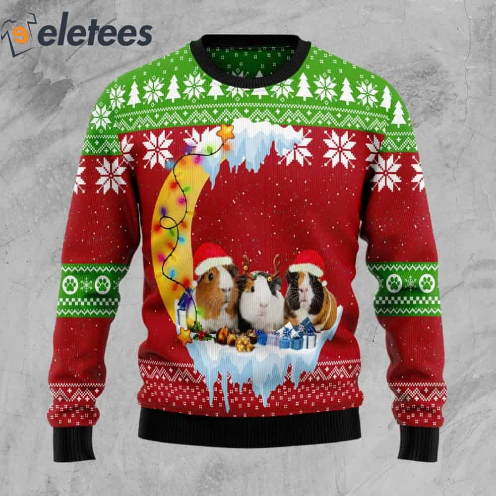 Guinea Pig Love Moon Ugly Christmas Sweater