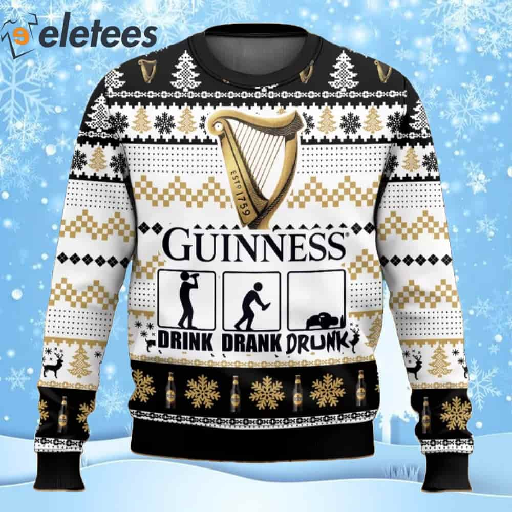 Guinness Stout Drink Drank Drunk Ugly Christmas Sweater