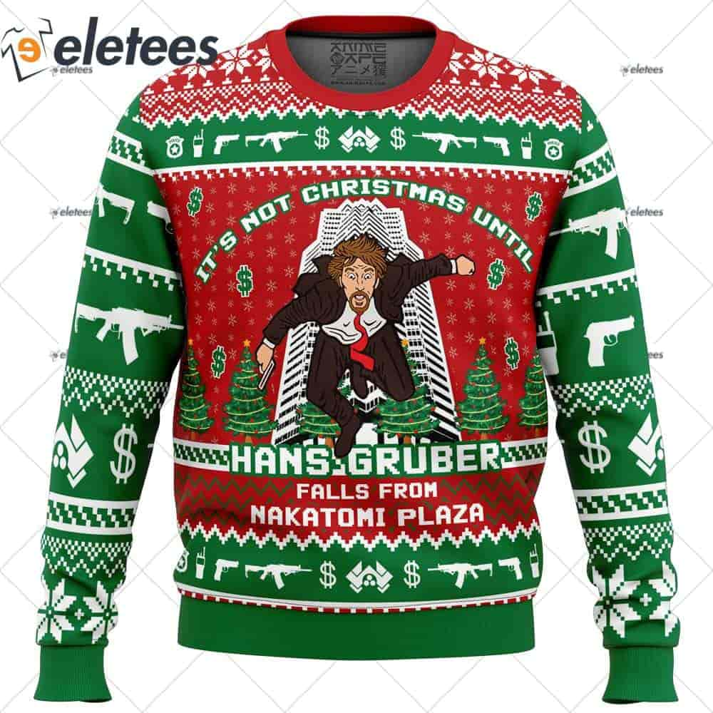 Hans Gruber Fall Nakatomi Plaza Die Hard Ugly Christmas Sweater