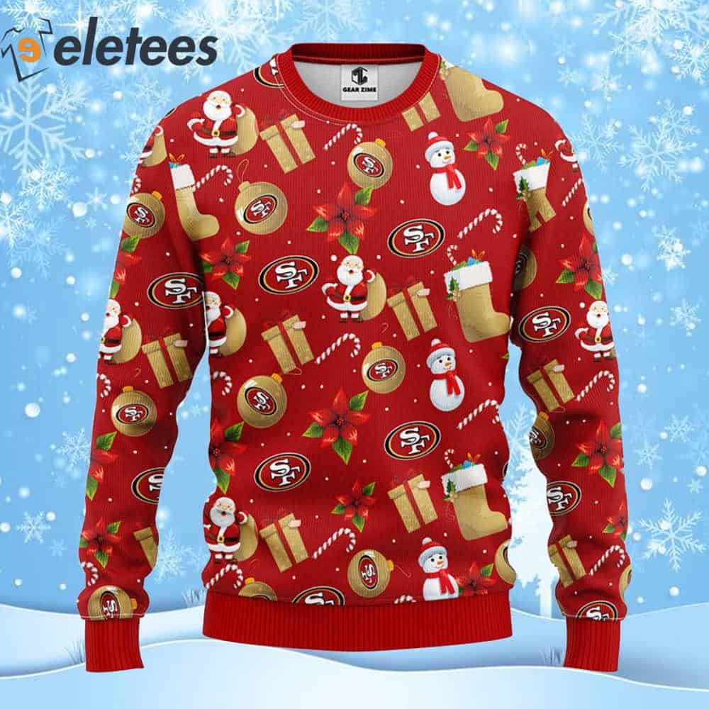 49ers Football Santa Snowman Ugly Christmas Sweater
