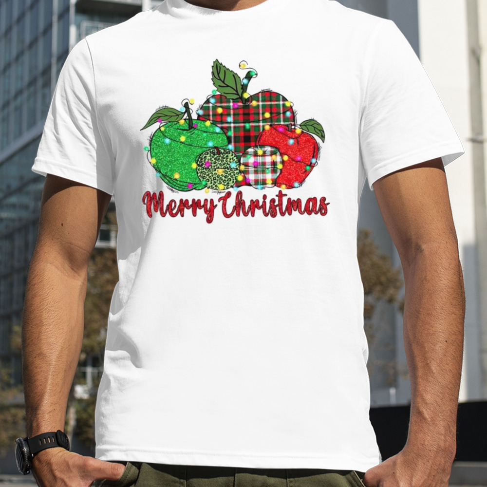 Christmas apples surrounded lights shirt