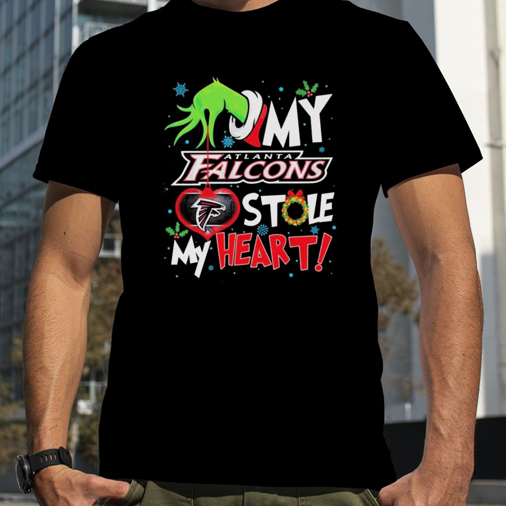 Grinch Hand My Atlanta Falcons Stole My Heart Christmas shirt