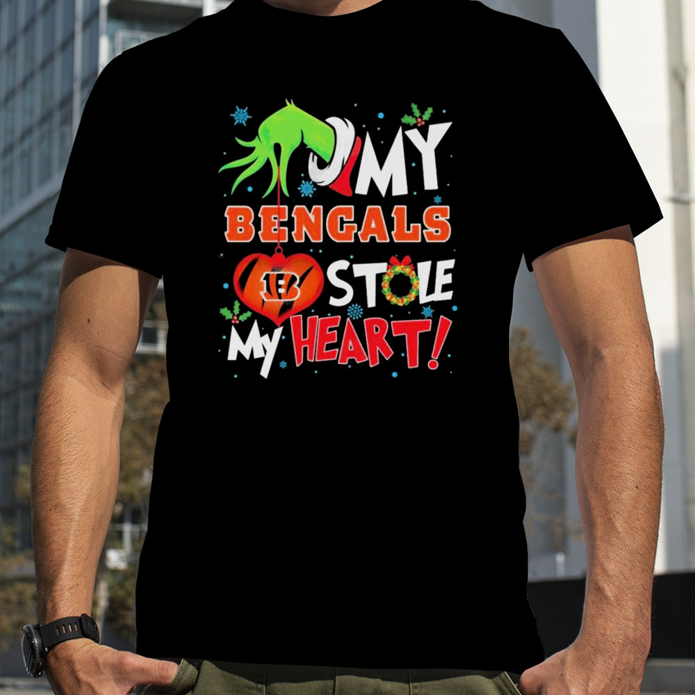 Grinch Hand My Cincinnati Bengals Stole My Heart Christmas shirt