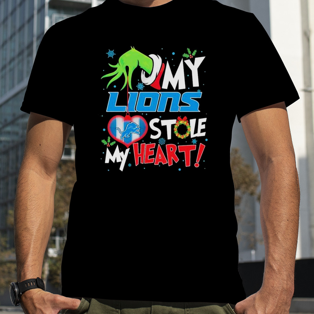 Grinch Hand My Detroit Lions Stole My Heart Christmas shirt