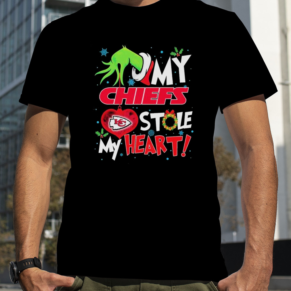 Grinch Hand My Kansas City Chiefs Stole My Heart Christmas shirt