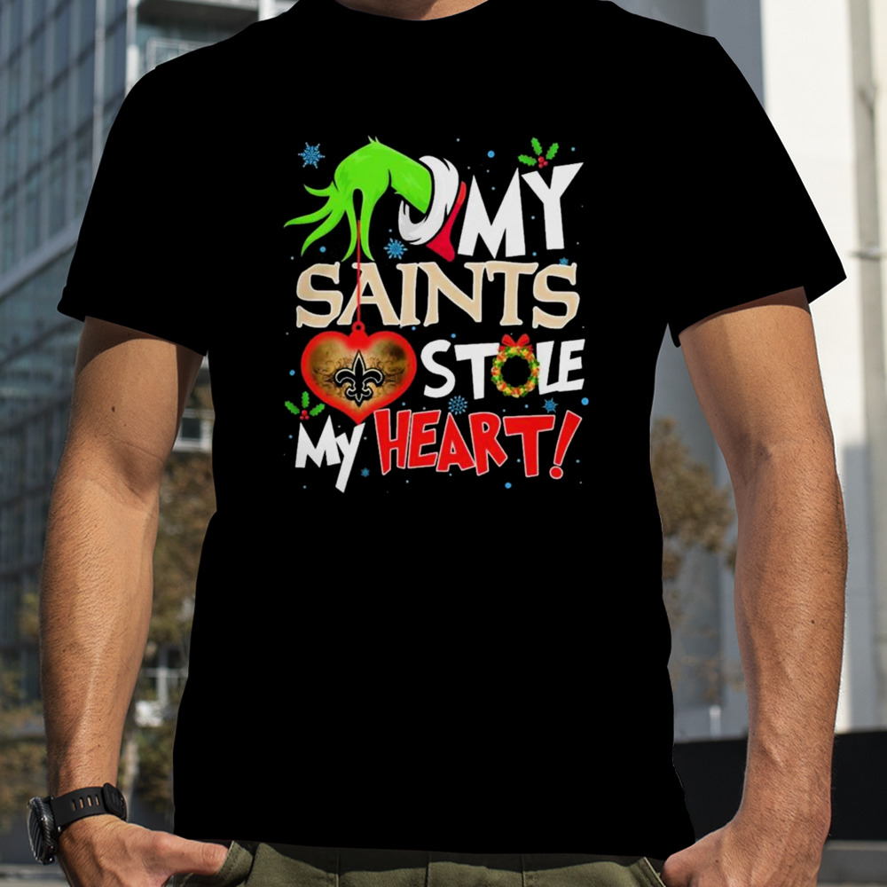 Grinch Hand My New Orleans Saints Stole My Heart Christmas shirt