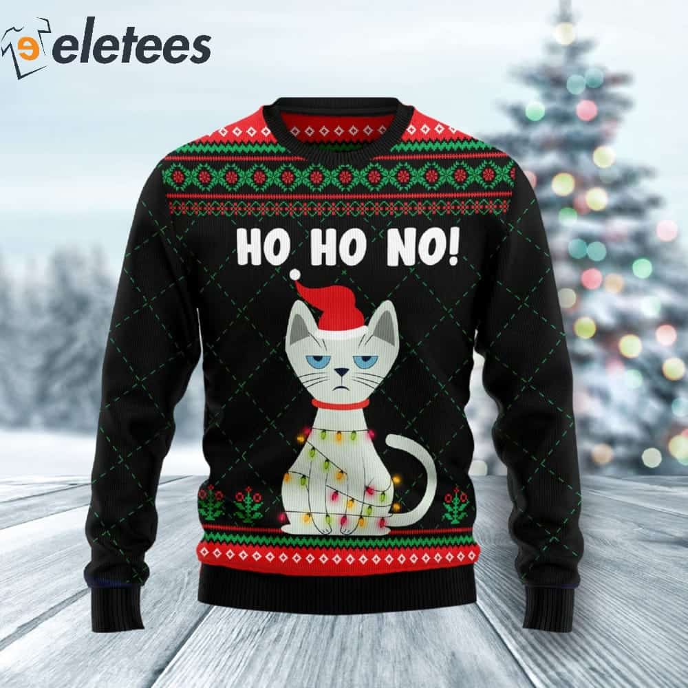 Ho Ho No Cat Ugly Christmas Sweater