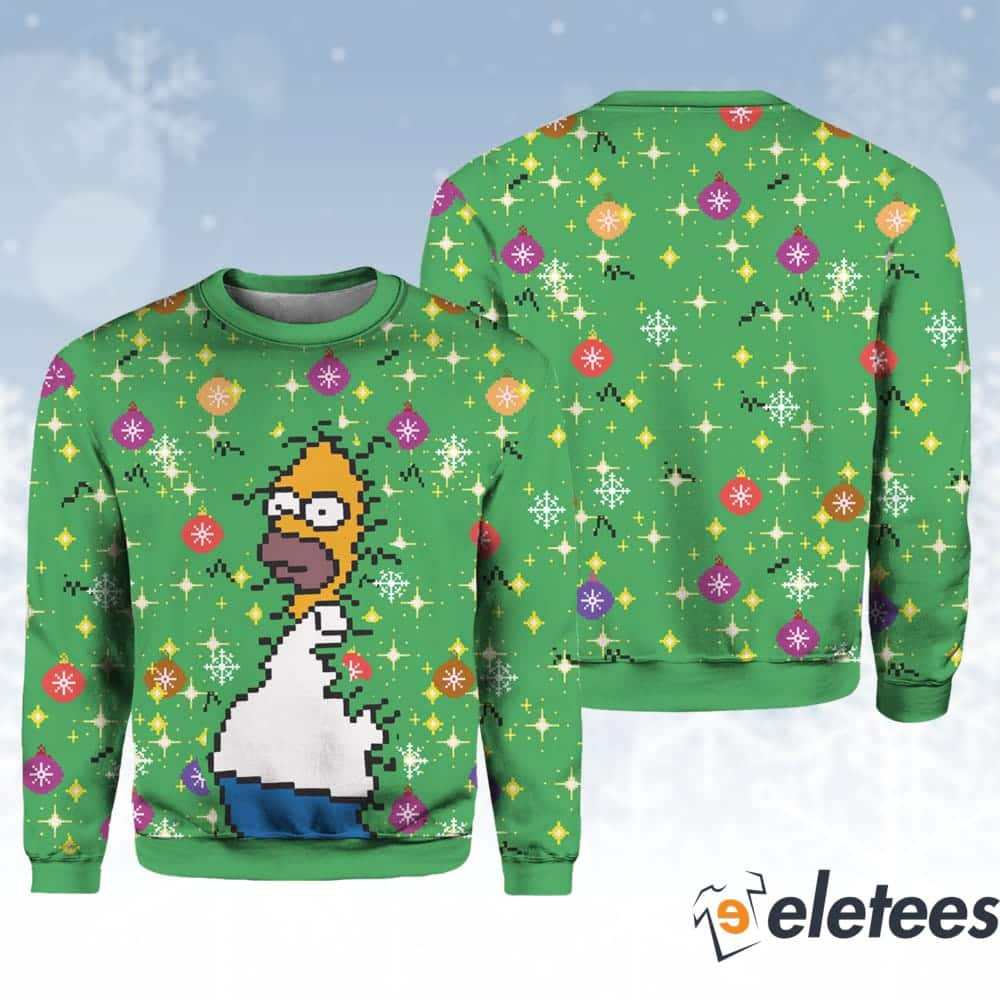 Homer Simpson Backs Into The Bushes Ugly Christmas Sweater