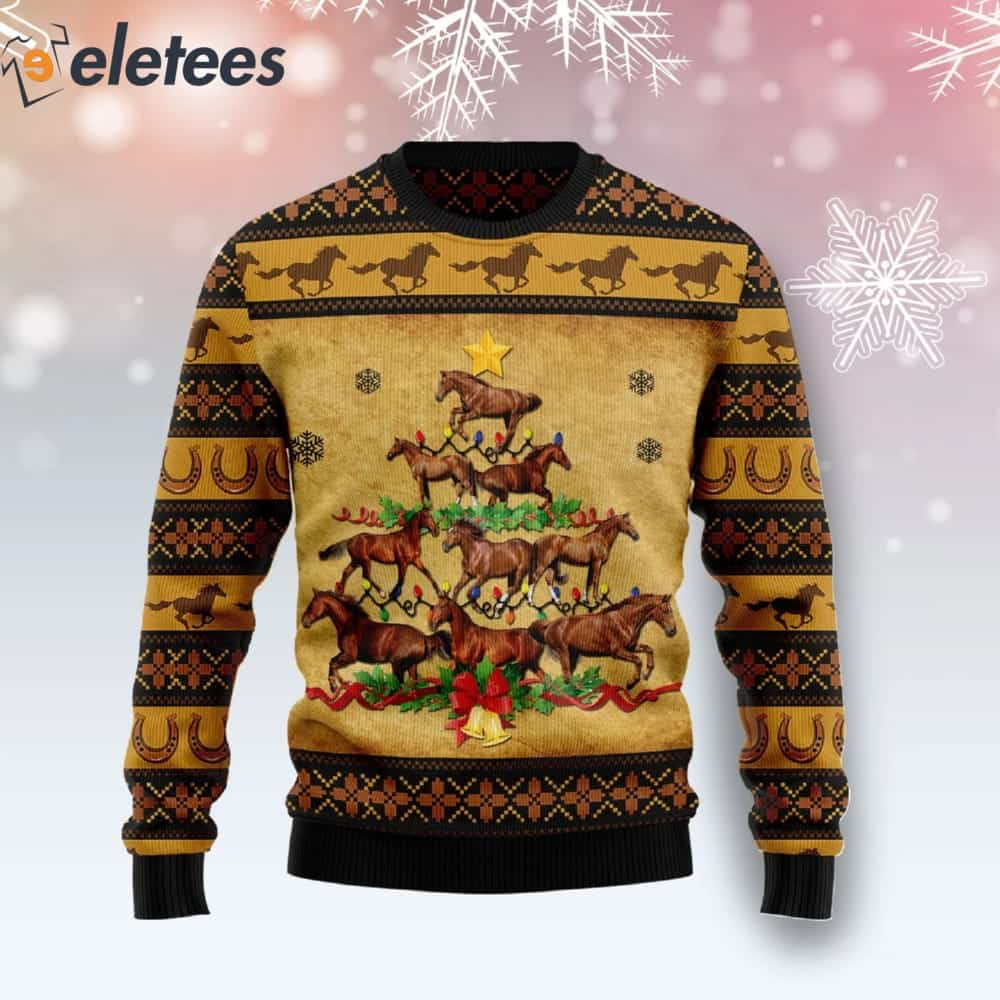 Horse Christmas Tree Holiday Ugly Christmas Sweater