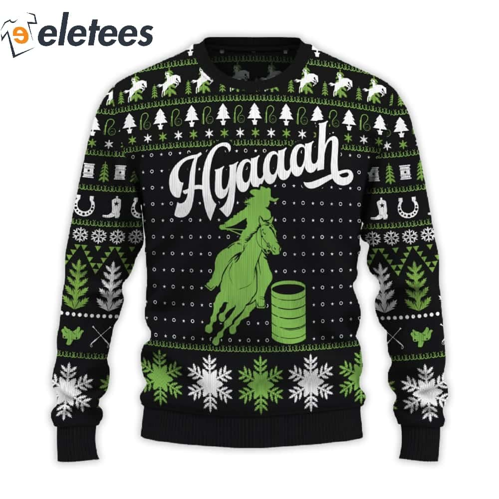 Hyaaah Horse Barrel Racing Ugly Christmas Sweater