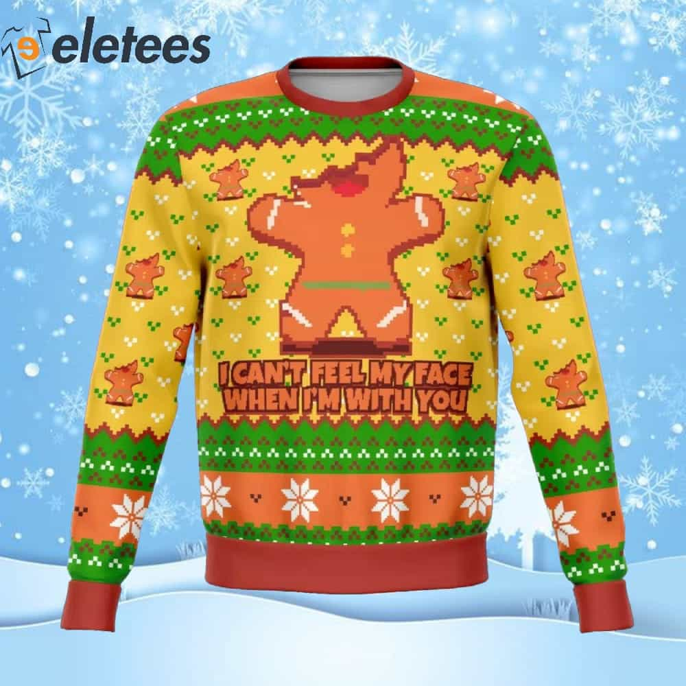 I Can't Feel My Face When I'm With You Funny Ugly Christmas Sweater