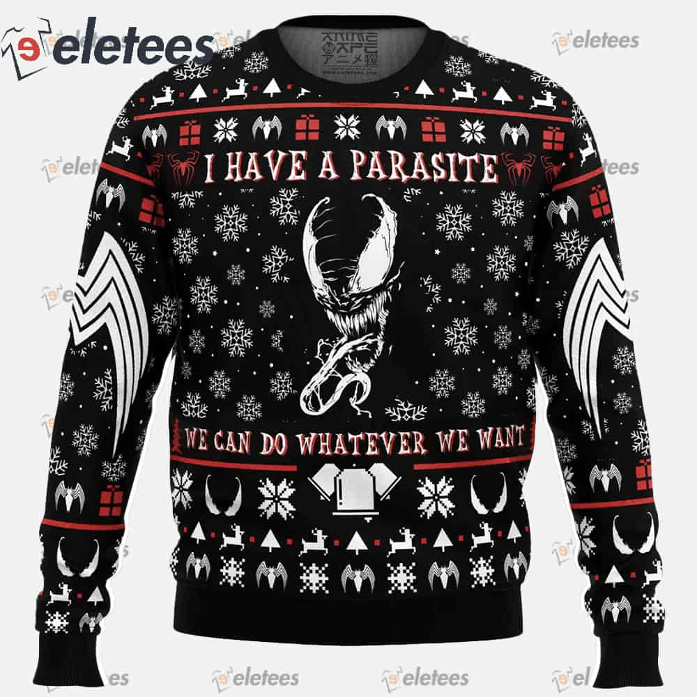 I Have a Parasite We Are Venom Venom Ugly Christmas Sweater