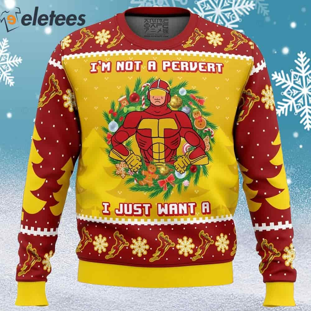 I'm Not A Pervert Turbo Man Ugly Christmas Sweater