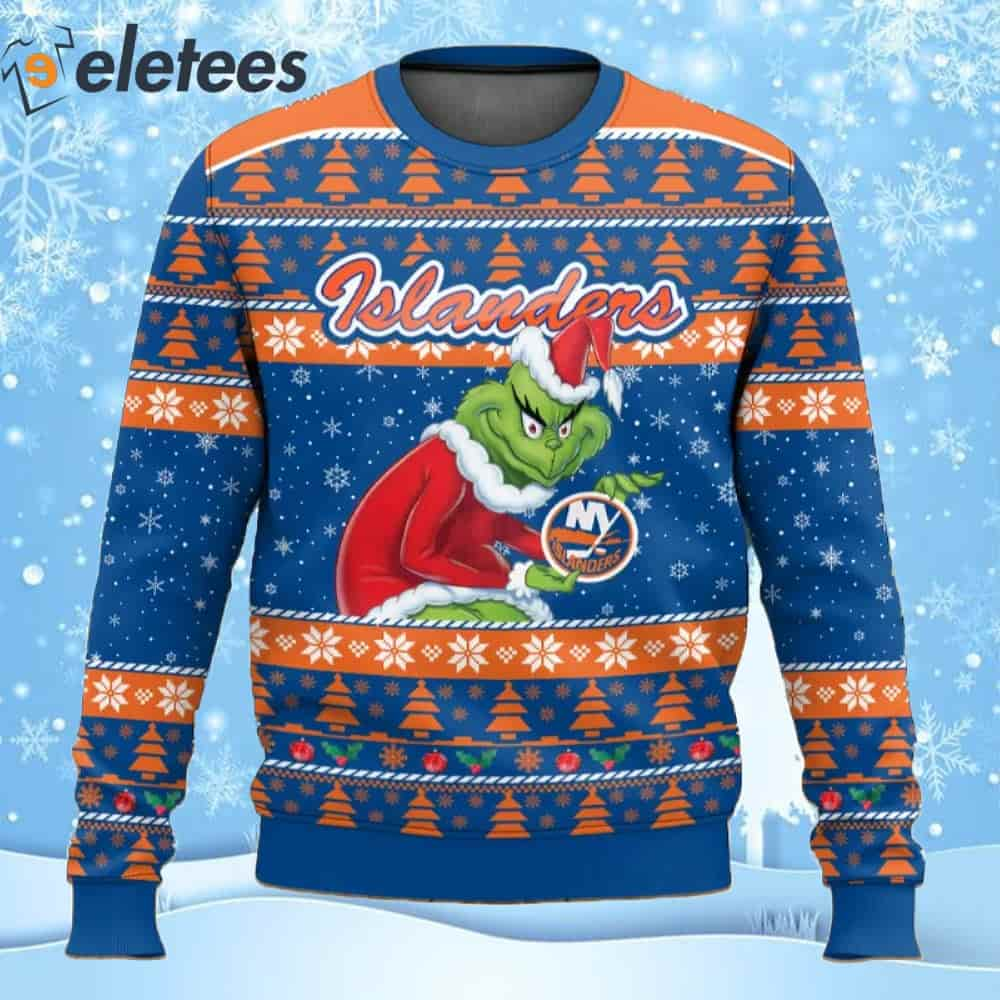 Islanders Hockey Grnch Ugly Christmas Sweater