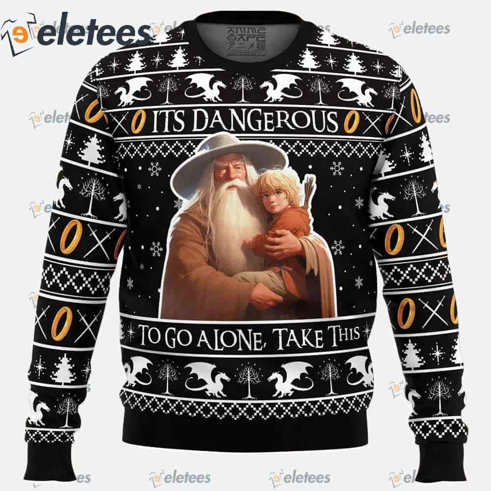 It's Dangerous to go Alone Lord of the Rings Ugly Christmas Sweater