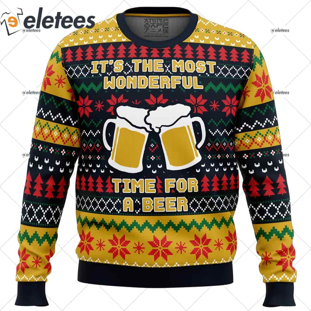 It's The Most Wonderful Time For A Beer Parody Ugly Christmas Sweater