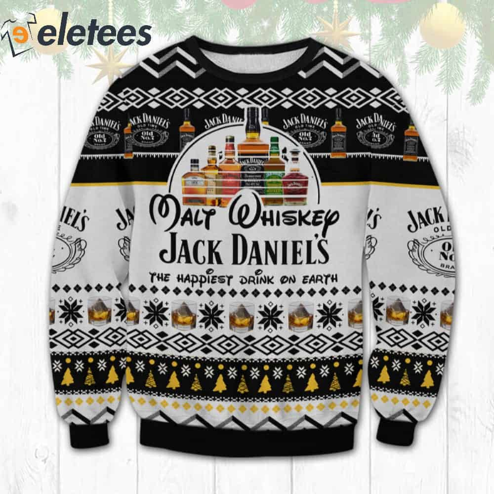 Jack Daniels Happiest Drink Ugly Christmas Sweater