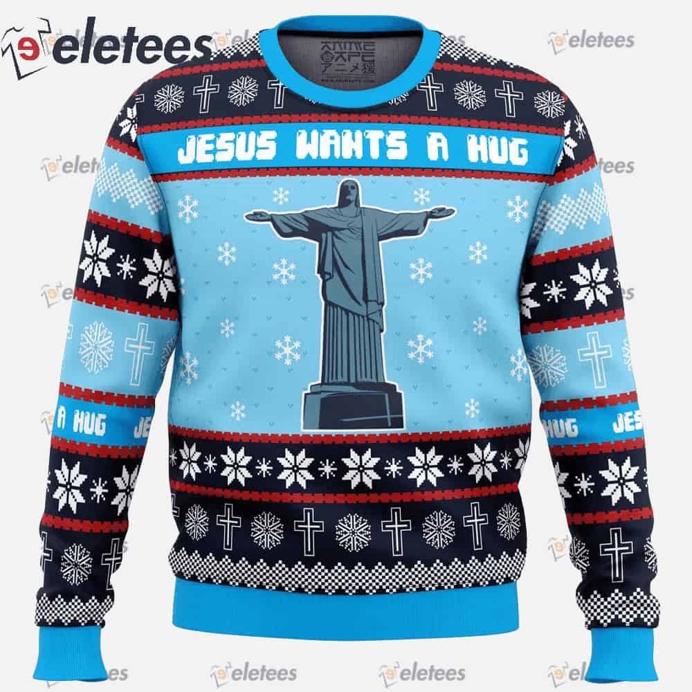 Jesus Wants a Hug Hellsing Ugly Christmas Sweater