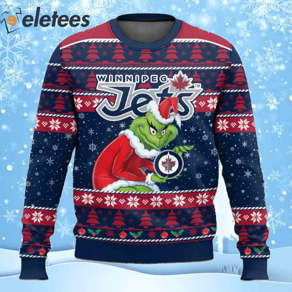 Jets Hockey Grnch Ugly Christmas Sweater