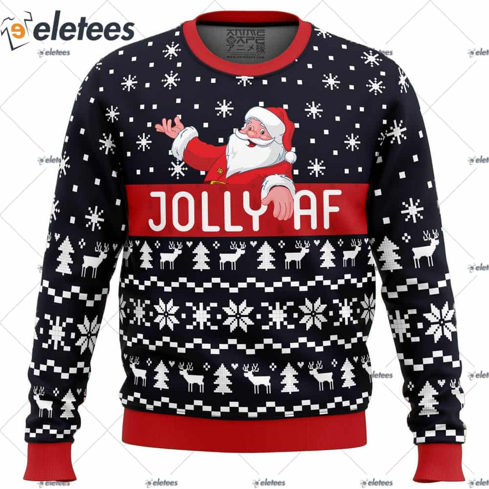 Jolly Af Santa Claus Ugly Christmas Sweater