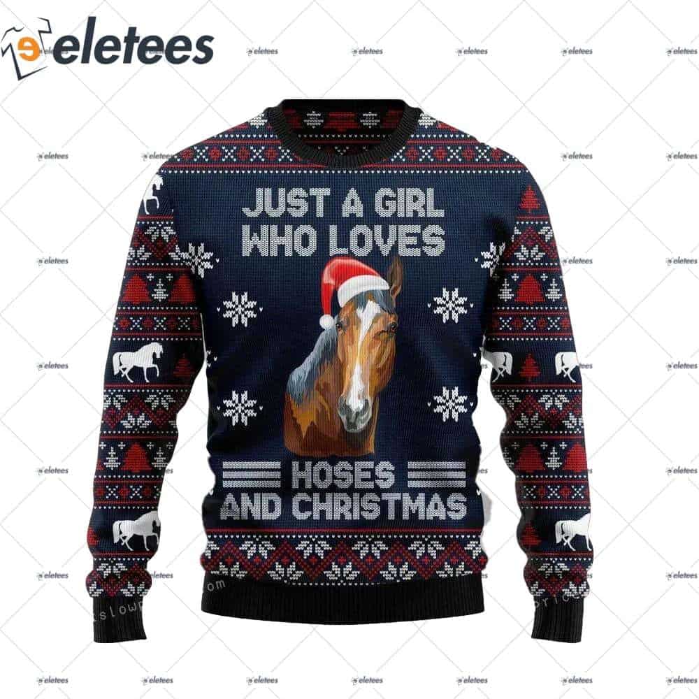 Just A Girl Who Loves Horse And Christmas Ugly Sweater