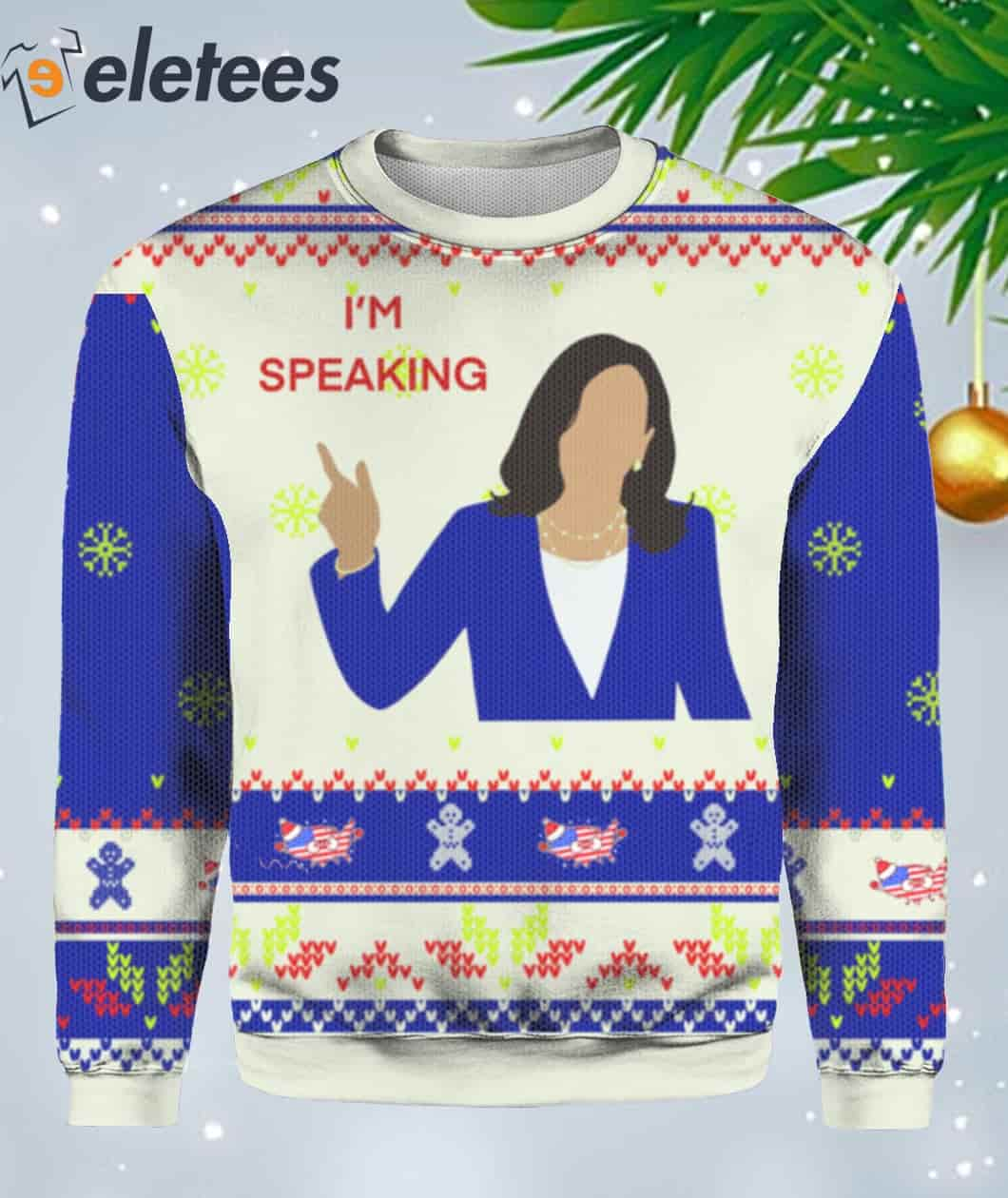 Kamala Harris I'm Speaking Ugly Christmas Sweater