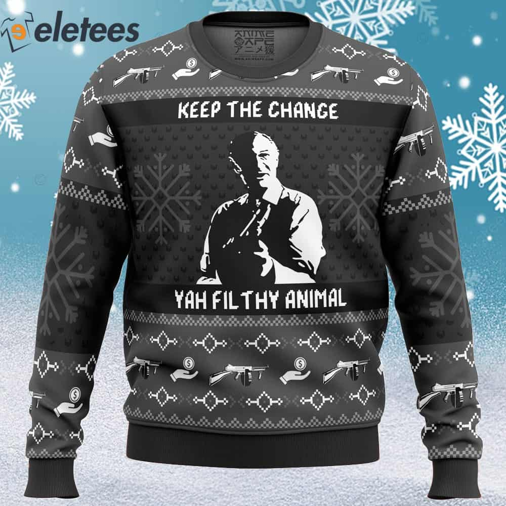 Keep the Change Yah Filthy Animal Home Alone Ugly Christmas Sweater