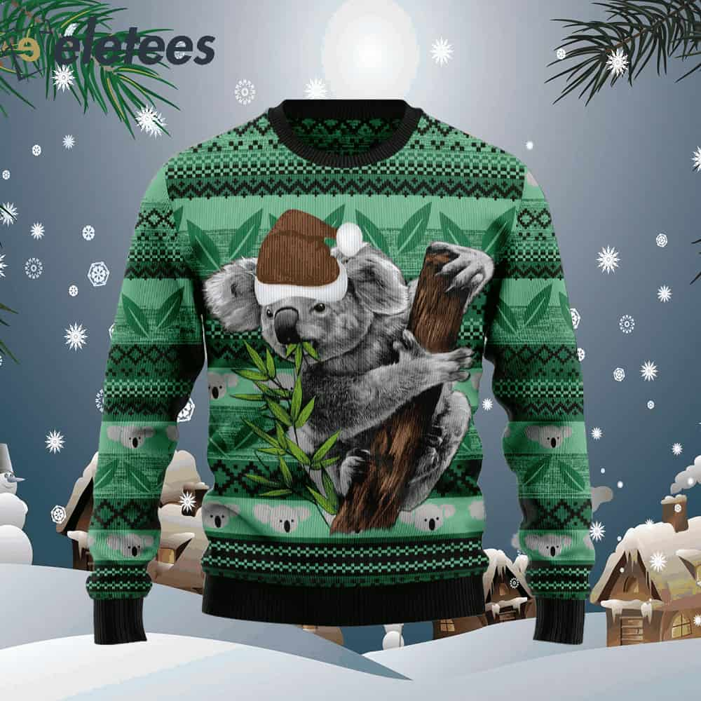 Koala Green Leaf Ugly Christmas Sweater