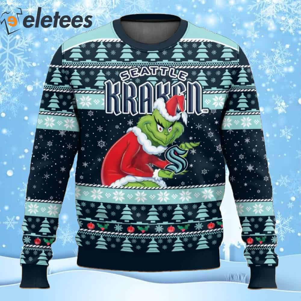 Kraken Hockey Grnch Ugly Christmas Sweater