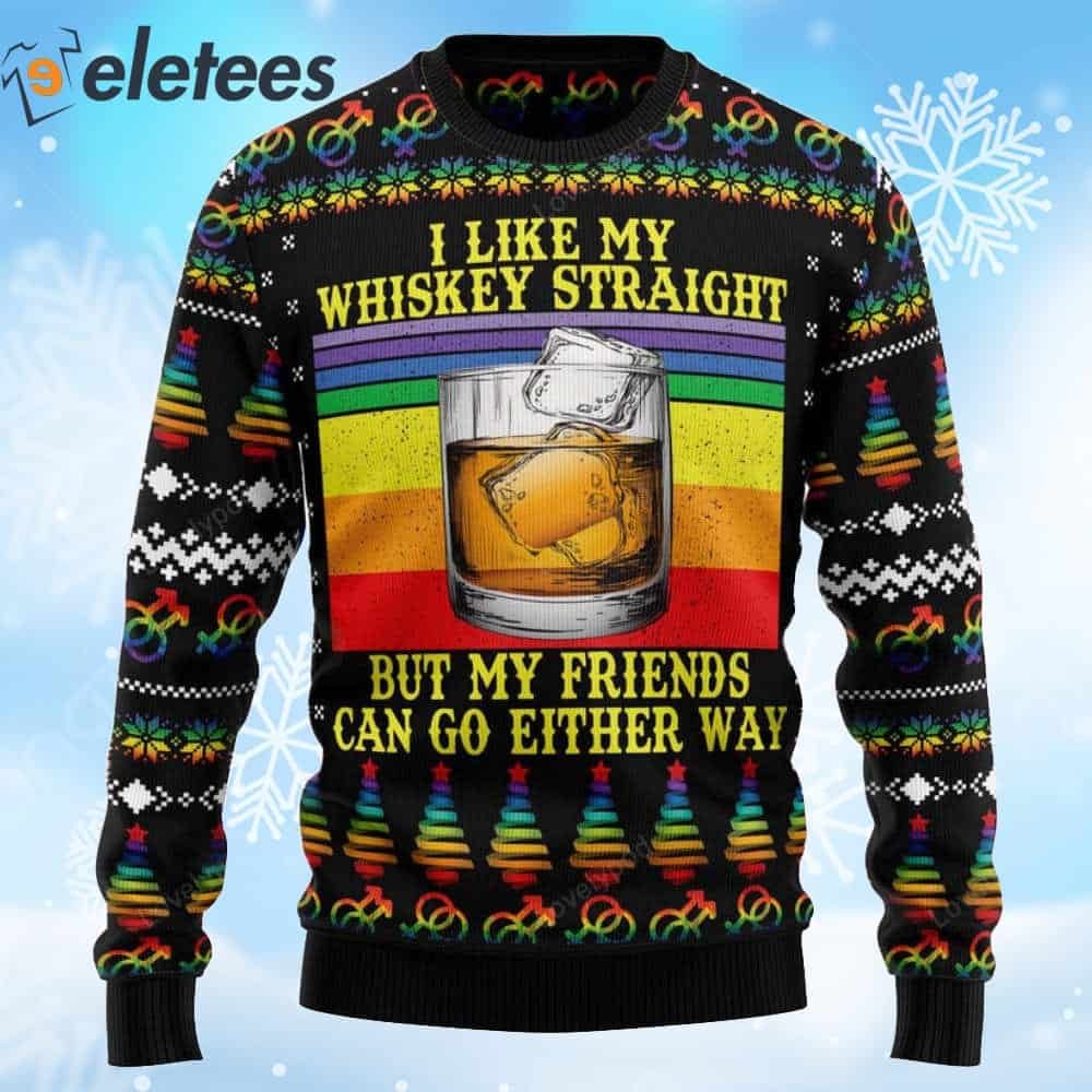 LGBT Whiskey Straight Ugly Christmas Sweater