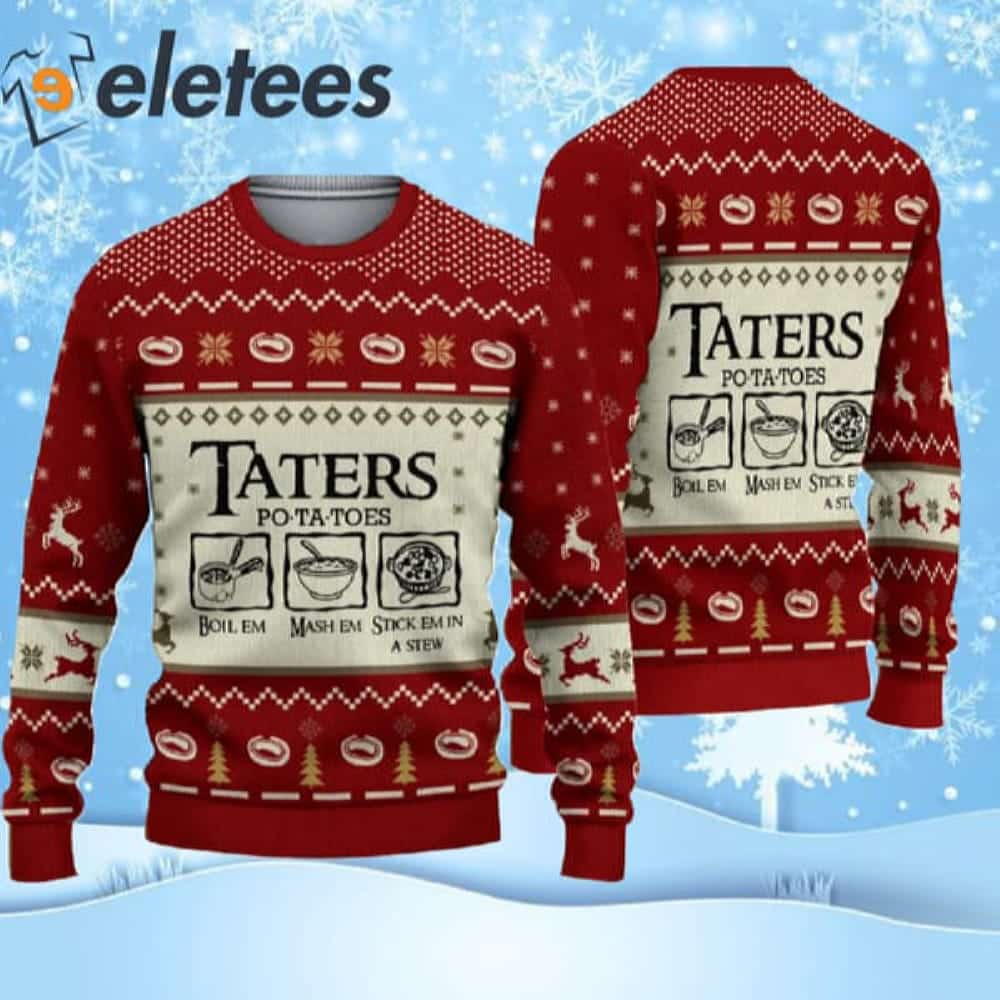 LOTR Taters Potatoes Red Ugly Christmas Sweater